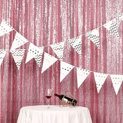 PINK 8 ft x 8 ft Sequined Backdrop Curtain Wedding Party PhotoBooth Decorations