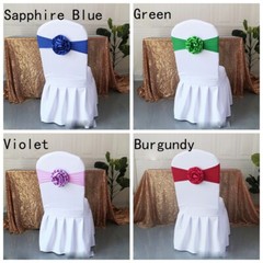 2/10pcs Spandex Stretch Sash Chair Cover Bow Band Satin Flower Home Hotel Modern