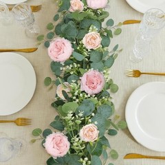 2 Pack 13FT Flower Garland, Artificial Rose Vine Fake Flower 2PCS Light Pink