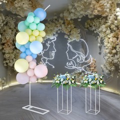Arch Ballon Stand Backdrop Stand for Parties Wedding Flower Stand+2*Flower Stand