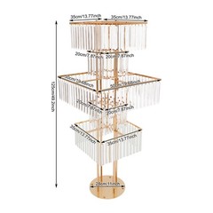 5 Tier Crystal Flower Stand Gold Square Wedding Centerpiece For Table Decor