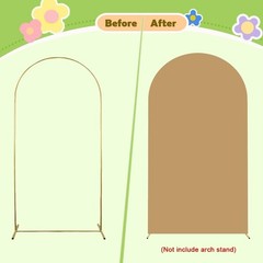 Brown Arch Covers 7.2 & 6ft Spandex Arch Cover Khaki Wedding Arch Cover Set of 2