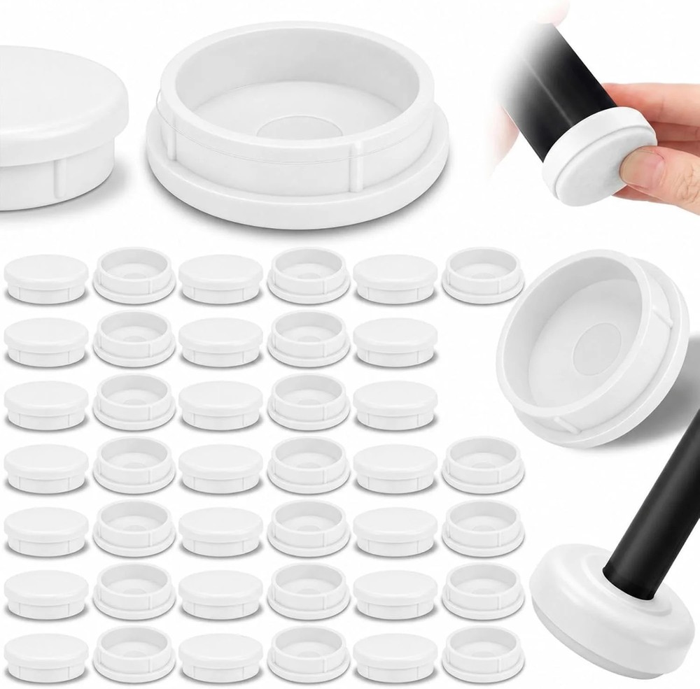 24 Pcs 1-1/4″ Wrought Iron Chair Leg Caps Heavy Duty Nylon Furniture Pads Round
