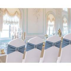 Dusty Blue Chair Sashes Pack of 50 Spandex Bands Wedding Banquet Party New