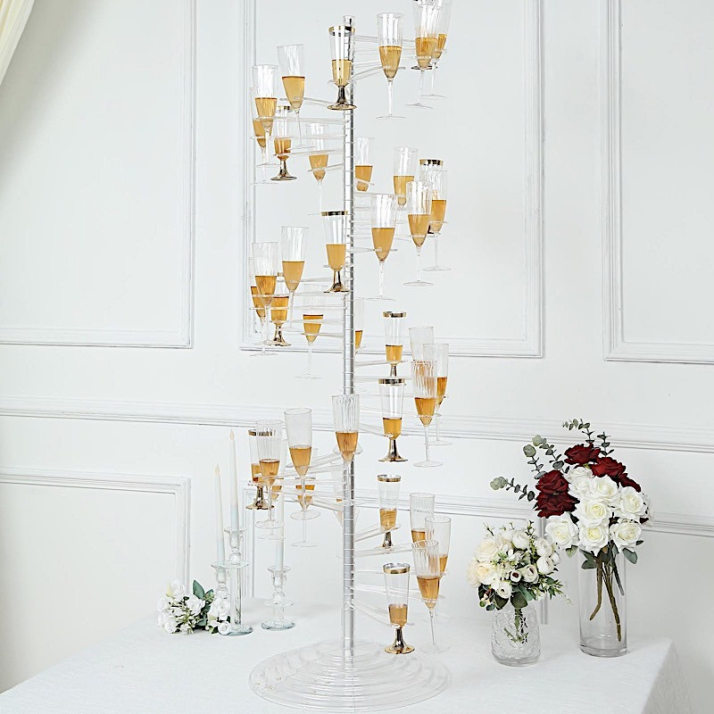 4.5 ft CLEAR Acrylic Spiral Champagne GLASSES HOLDER Flutes Display Stand Party