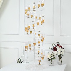 4.5 ft CLEAR Acrylic Spiral Champagne GLASSES HOLDER Flutes Display Stand Party