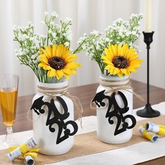 Graduation Decorations Class of 2025 2PCS Glass Mason Jars with 2025 Wooden T…