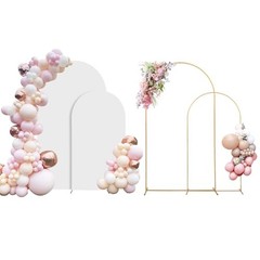 Metal Arch Backdrop Stand Set of 2 With Cover, 7.2Ft+6ft（White Cover） 7.2Ft+6ft