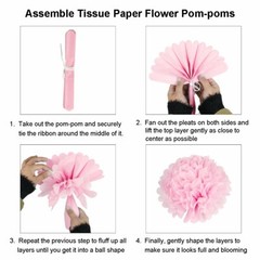 Pink Paper Flowers Tissue Pom Poms Hanging Flower Ball Wedding Party Decor 25Pcs