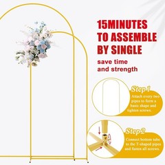 Stable Gold Metal Arch Stand Set – 2-Piece 7.2FT & 6FT Backdrop for Celebrations