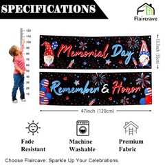 Memorial Day Banner 2pc 4th of July Backdrop Sign Red White and Blue
