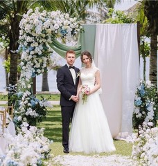 7.2FT Boho Wooden Wedding Arch Backdrop Stand New In Box Never Used