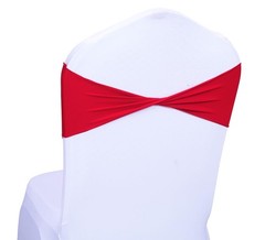 MDS Pack of 50 Spandex Chair Sashes Bows Elastic Stretch Dining Chair Bands T…
