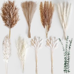 Dried Flower Bouquet – Ppas Grass, Bunny Tails, Olive Green Eucalyptus &