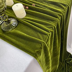 Luxurious Velvet Table Runner, 10ft Wedding Reception 20X120inch Olive Green