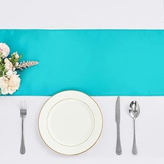 4-Pack Satin Table Runner 12 x 108 Inch Long Bright and 12″x108″ 4PCS Turquoise
