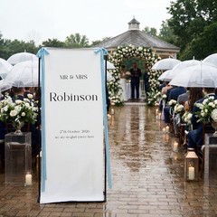 Custom Fabric Welcome Banner Cotton Linen Wedding Backdrop