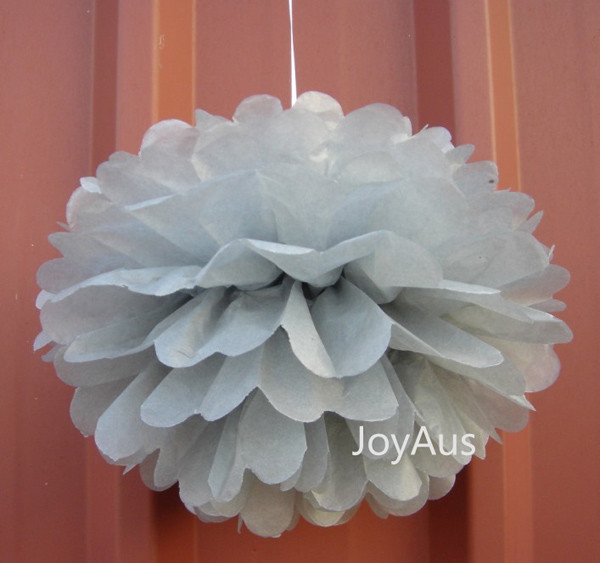 6x 30cm grey tissue paper pom pom wedding party baby shower home shop decoration