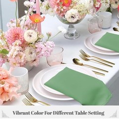 Heavy Duty Cloth Napkins – 17 x 17 Inch Solid Washable Polyester Sage Green