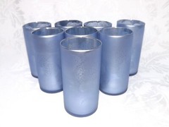 Wedding Decor- Vase / Candle Holder – Frosted Floral Periwinkle Blue