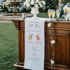 Custom Fabric Wedding Bar Menu Sign Signature Cocktails