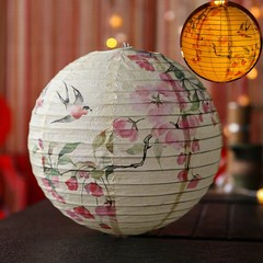 12in Flower Printed Paper Lantern Chinese Japanese Style for Wedding Party Decor