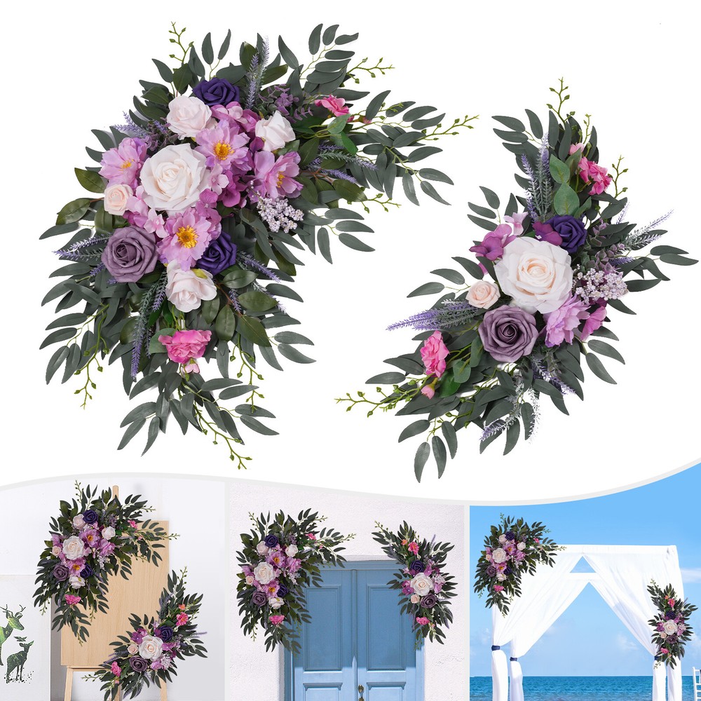 Wedding Arch Artificial Flower Panels 2-Pack Purple Pink White Green