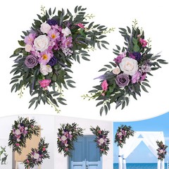 Wedding Arch Artificial Flower Panels 2-Pack Purple Pink White Green