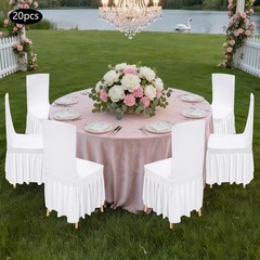 20PCS White Chair Covers for Wedding Parties and Dining Stretch Chair Slipcovers