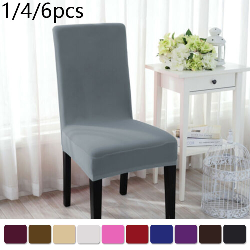 1/4/6pcs Stretch Dining Elastic Chair Cover Spandex Slipcover Seat Protector