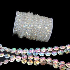 99FT Iiridescent Acrylic Crystal Bead Garland Diamond Strand Wedding Decoration