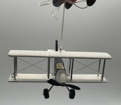 Hanging Airplane, White Black, Nursery Decor, Decorative Wooden Airplane