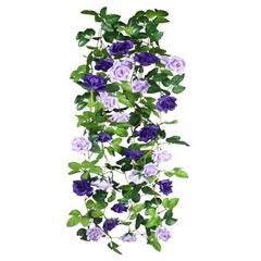 2 Pcs Artificial Rose Garland Flowers Vines Hanging Silk Rose Vine Purple
