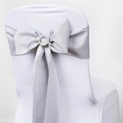 10 Silver Polyester CHAIR SASHES Ties Bows Wedding Party Ceremony Light Gray
