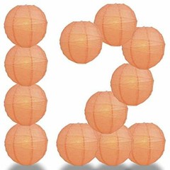 Quasimoon 12 PACK | 12″ Peach / Orange Coral Crisscross Ribbing, Hanging Pap…