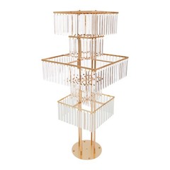 5 Tier Crystal Flower Stand Gold Square Wedding Centerpiece For Table Decor