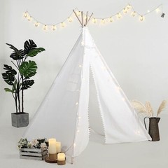 WHITE Kids Teepee PLAY TENT with Window Indoor Outdoor Playhouse Playroom Home