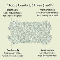 CPC Block Print Tablecloth Agate Green 90″x60″ Rectangular 100% Cotton Reusab…