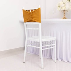 5 Gold Spandex Ruffled CHAIR SASHES Wedding Party Home Decorations