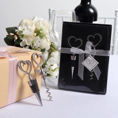 Silver Heart Wine Bottle Stopper Opener Gift Set Wedding Favor Party Events Home