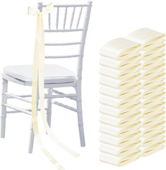 Ivory White 24 Pcs Wedding Bows Aisle Decorations Satin Bows for Chairs Decor Pe