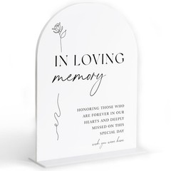 White Acrylic In Loving Memory Wedding Sign Table Centerpiece Decor