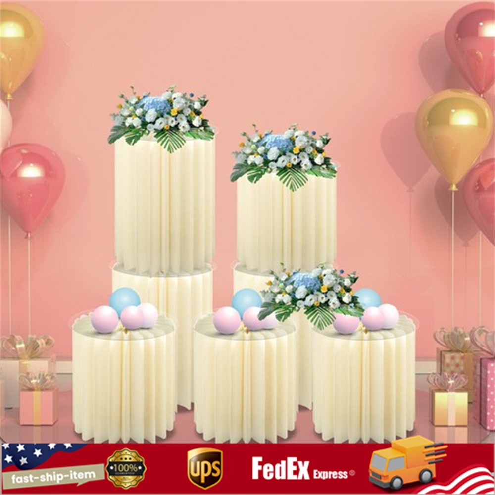 7pcs Foldable Paper Cake Display Stand Cylinder Flowers Stand Decorative Column