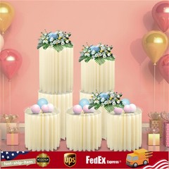 7pcs Foldable Paper Cake Display Stand Cylinder Flowers Stand Decorative Column