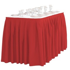 LTC LINENS Red Table Skirt for 4 Feet Rectangular or 48 Inch Round Table-14 f…