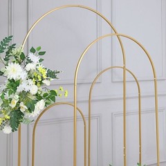 4 Gold Metal Floral Display Frame Round Top BACKDROP STAND Arch Set Party Events