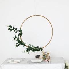 GOLD 28″ wide Round Metal Floral Hoop Wreath Ring Wedding Party Home Decorations