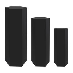 3pcs Hexagonal Display Stand 60/75/90cm Black Exhibitions Wedding Pedestal Stand