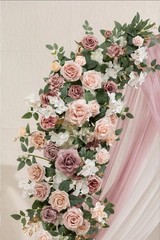 Ling’s Moment Backdrop Stands with Flowers – 7.2FT, 6FT Set of 2, Dusty Rose