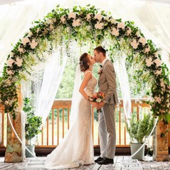 M/L Round Wedding Arch Backdrop Stand Outdoor Garden Lawn Beach Summer Wedding